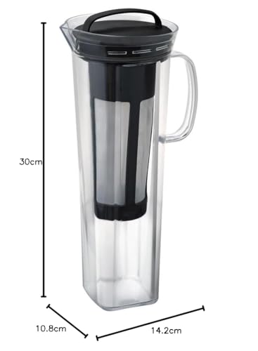 Hario Cold Brew Coffee Pitcher Rise 840mL, Dishwasher Safe, Tritan Black CBR-12-B