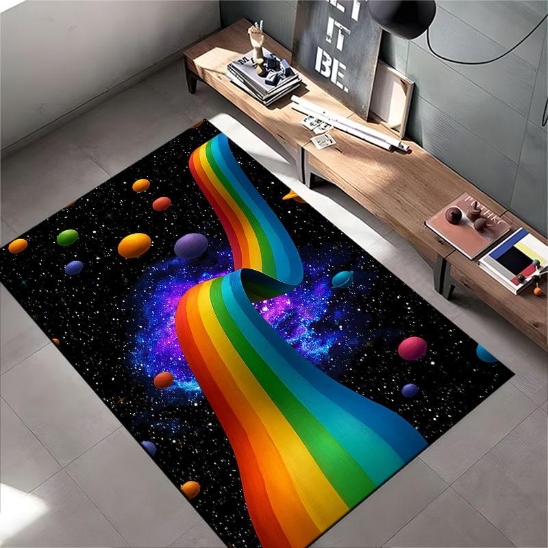 Rainbow Road In Space Scene Suitable As a Non-slip Mat for the Living Room or Bedroom Sofa