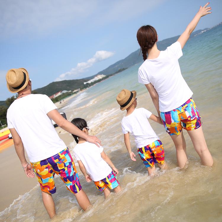 Korean Style Family Summer Outfits: Parent-Child Matching Sets for Mother, Daughter, and Boys (5-Piece Set)