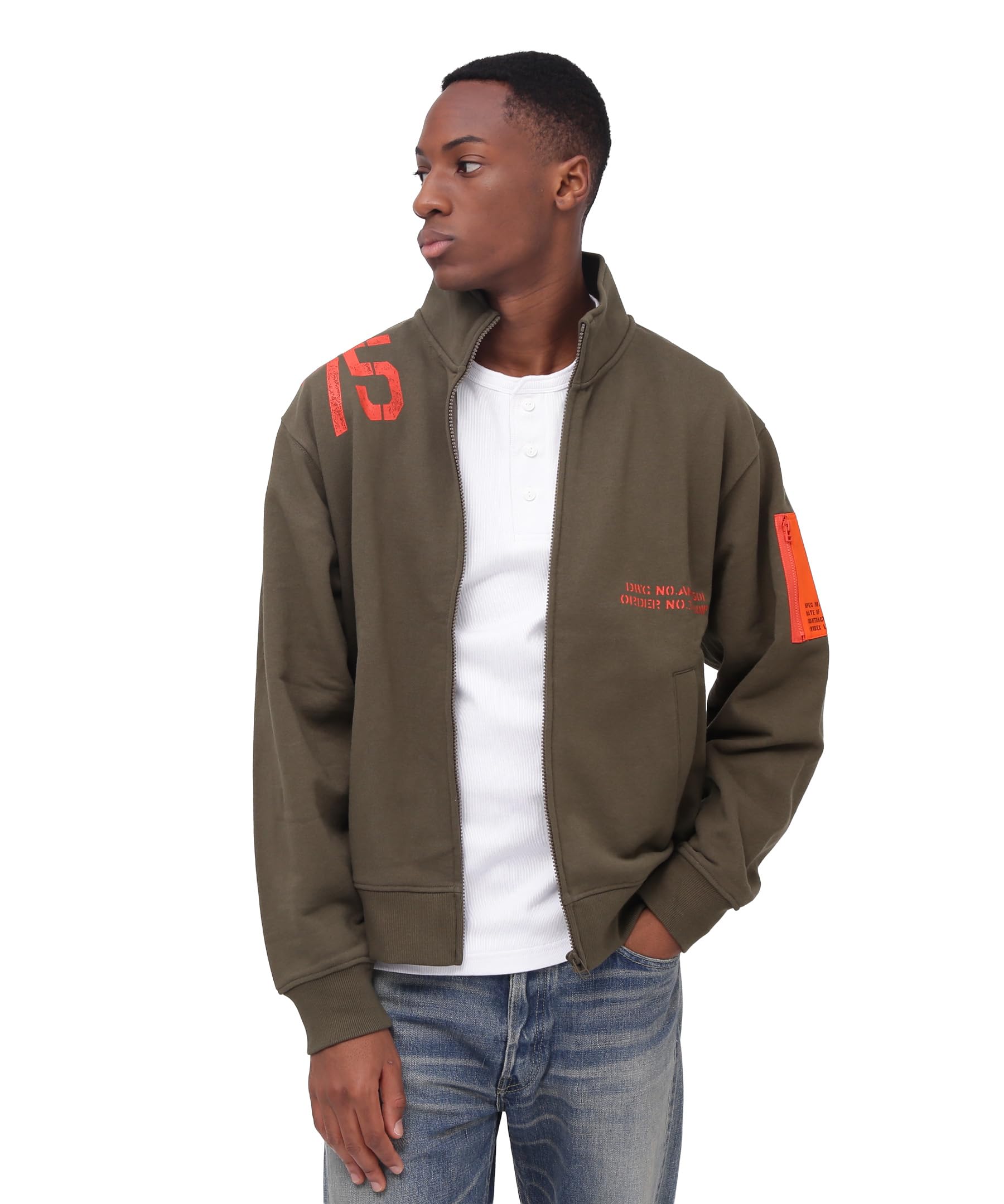 AVIREX REMODEL DESIGN STAND ZIP SWEAT men s 2XL 310 olive 783-4930015