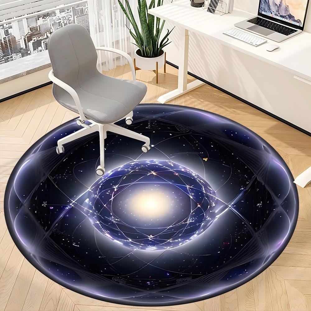 1 st Kosmisk sfärmatta för kontor, Halkfri, Rund matta, Mjuk & Bekväm, Matta för kontor, Lätt rund golvmatta