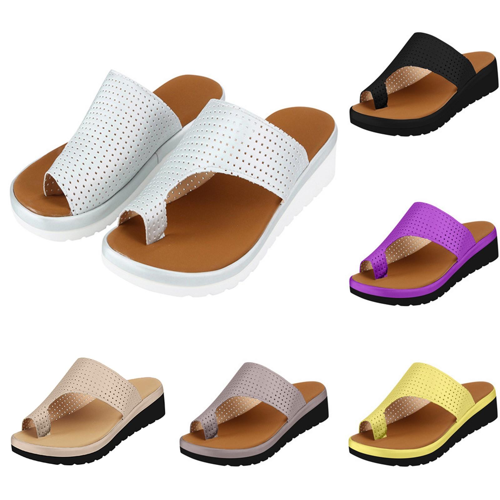 

Женские туфли на толстой подошве, сандалии на танкетке, летняя пляжная обувь с застежкой на носок