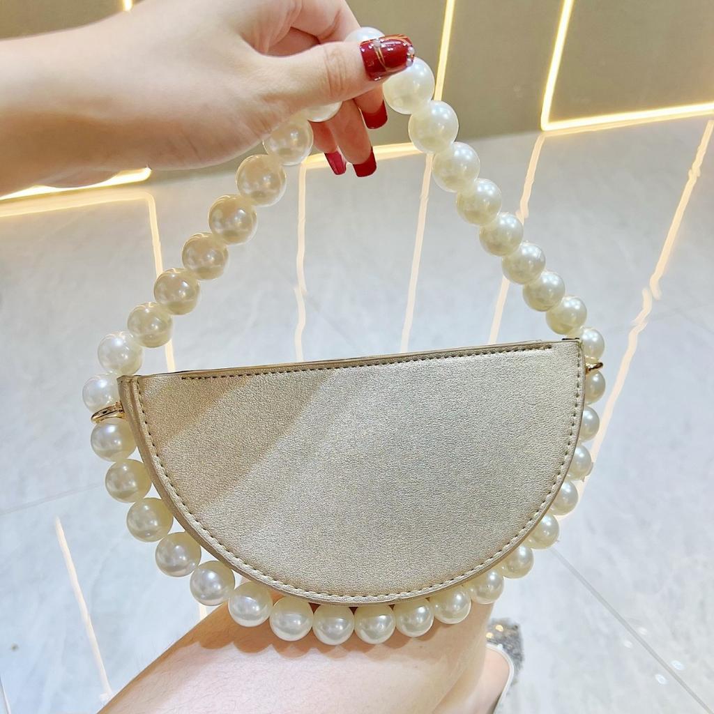 New dinner bag beaded handbag bag urban simple semi-round small bag dress bag single shoulder oblique span bag women