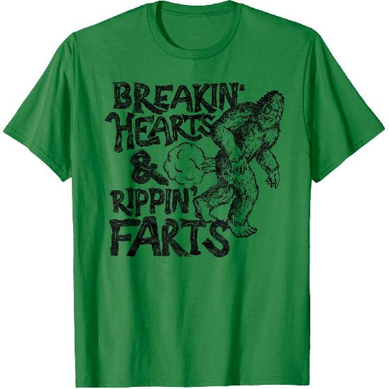 Breaking Hearts Ripping Farts! Funny Bigfoot Sasquatch Gas T-Shirt