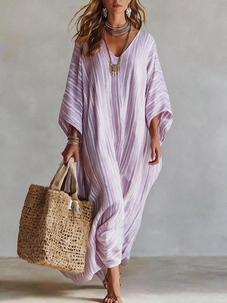 2026 Summer New European and American Loose and Thin V-neck Five-quarter-sleeved Kaftan Long-sleeved Women