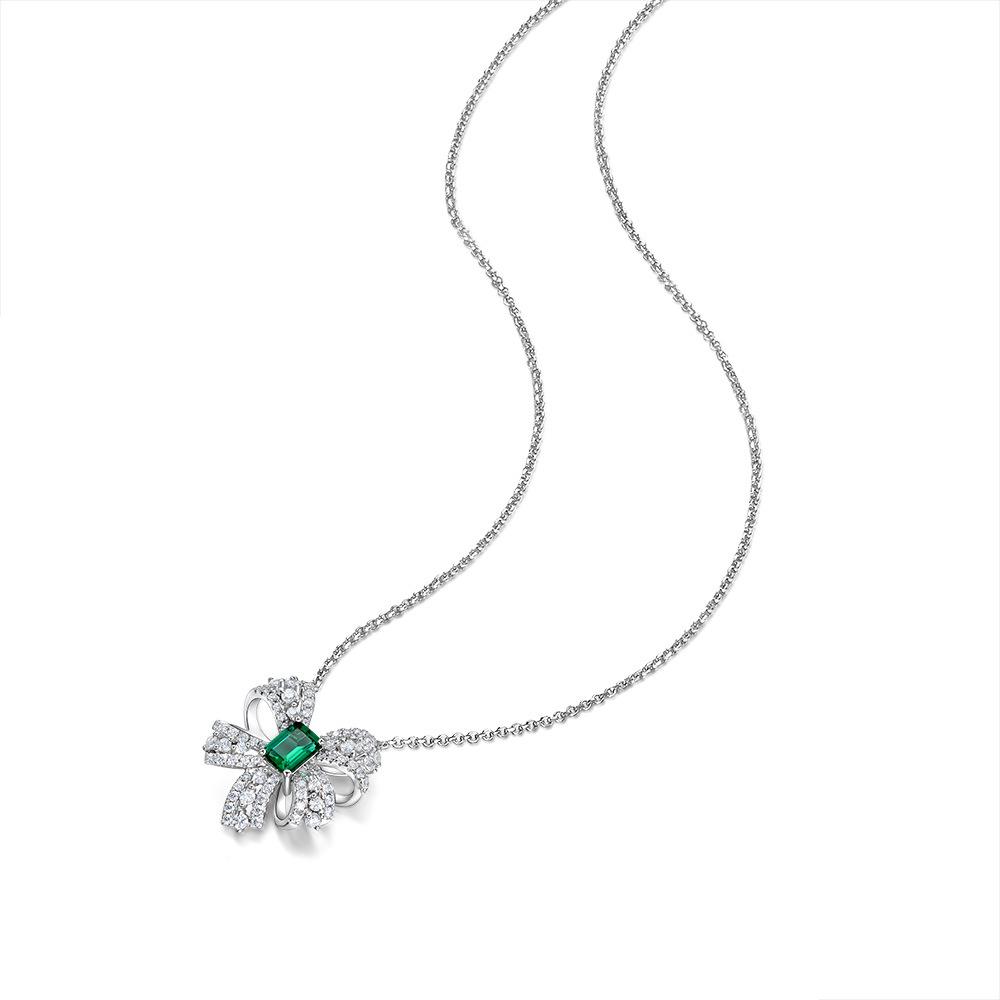 Gica Gema Emerald Necklaces With High Carbon Diamond 925 Sterling Silver 5*7mm Pendant Unique Design Romantic Fine Jewelry Wedding Party Gifts