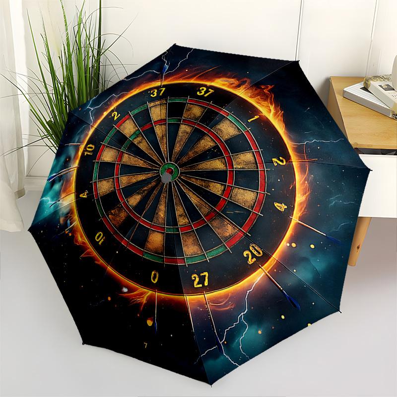 

Dartboard Thunderstorm Themed Automatic Opening and Closing Umbrella, Brightly Colored 8-rib Portable Umbrella, Suitable for Men and Women,