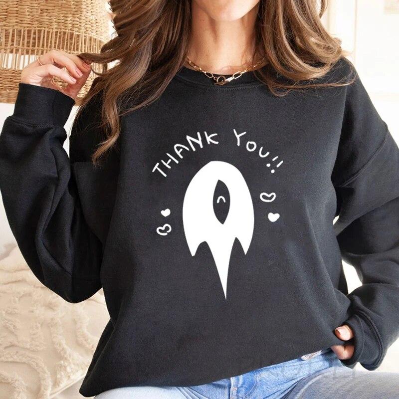 

Женская толстовка Omori «Спасибо, сердечки», женский свитер с изображением кота Omori, кавайный пуловер, толстовки с круглым вырезом, уличная одежда 90, пальто