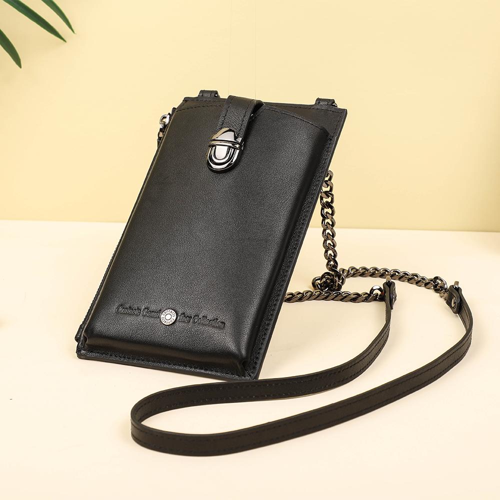 

Fashion Small Crossbody Phone Bag With Strap For Women Genuine Leather Cellphone Shoulder Messager Bag Card Holder Wallet Purse Genuine Leather чёрный