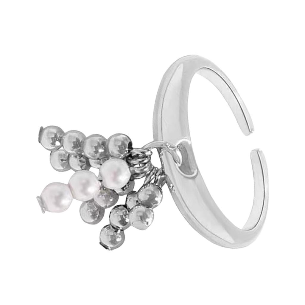 Modischer Edelstahl-Quastenring mit einzigartigen Perlendetails für junge Frauen, die Stil und Individualität suchen