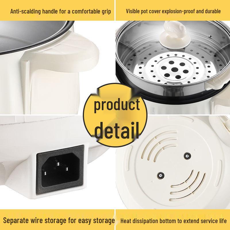 Multi-Functional Electric Cooker: Non-Stick Electric Pot, Wok, Hot Pot & Steamer for Dorms