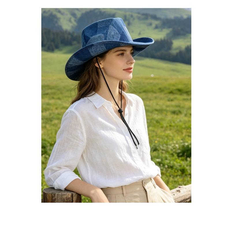Women Men Vintage Western Cowboy Jazz Hat Outdoor Sun Protection