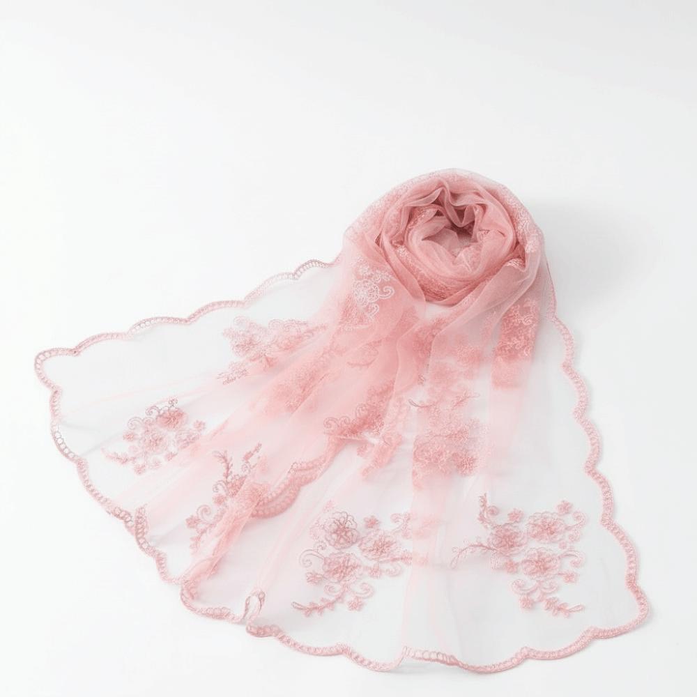 Breathable Sheer Shawl Lightweight Long Lace Scarf Neck Wrap Summer Hijab Beach Vacation розовый