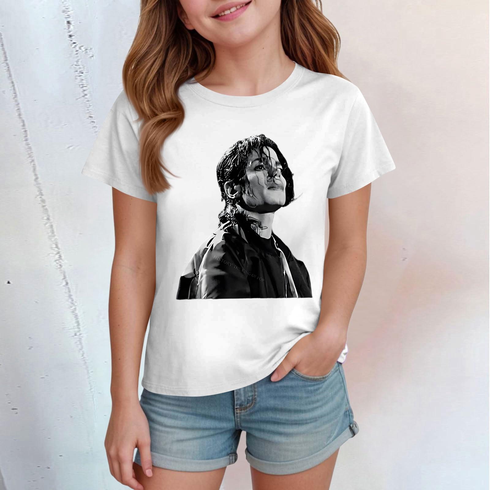 

Kids Print Round Neck Short Sleeve Casual T-shirt 160 білий