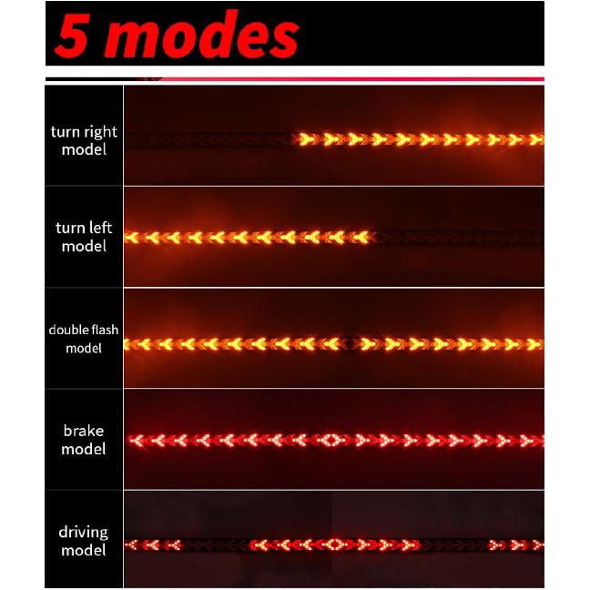 TOPKU LED Pickup Truck Tail Light Strip,Truck Tailgate Dynamic Light Bar, 60" Flexible Flowing drl Strip Bar with Red Brake Amber Turning Signals