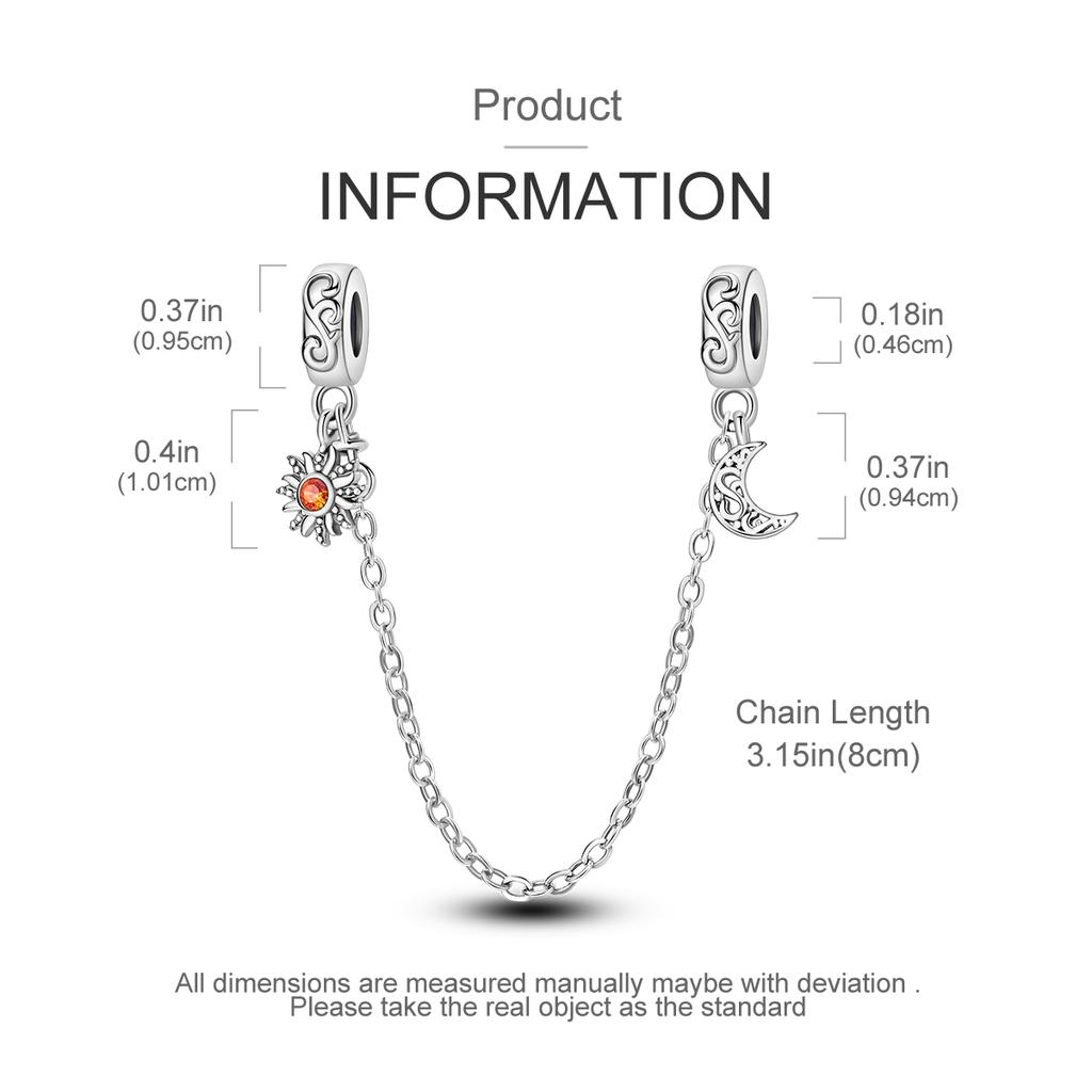 New Copper Safety Chain Moon Flower Star Dangle Charm Fit Original Diy Bracelet For Women Girl Jewelry