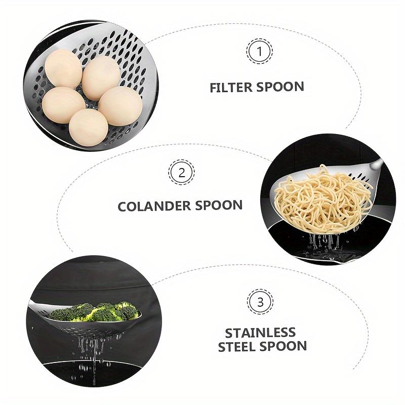 1pc Large Stainless Steel Colander Skimmer - Durable, Heat-Resistant Kitchen Strainer for Frying, Hot Pot - Easy Draining
