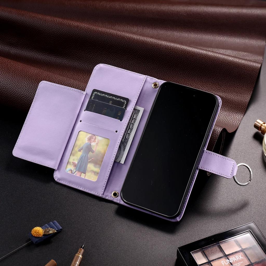 Crossbody Card Solt Ring Holder Wallet Leather Case For iPhone 16 Pro Max 15 Plus 14 13 12 11 Lanyard Book Flip Bag Pocket Cover