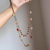 Medieval vintage double-layer water drop gourd flower necklace women's national style sweater chain retro long beaded accessories