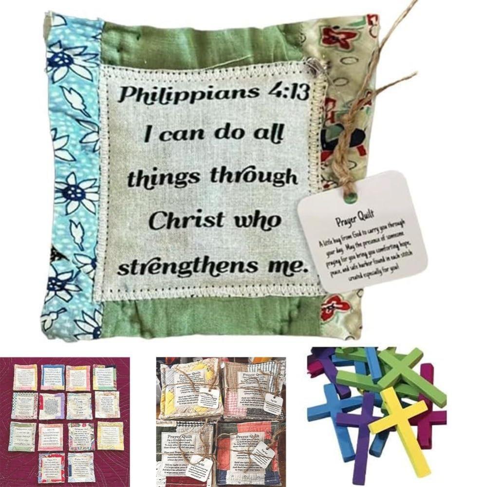 Individually Colorful Quilts Prayer Quilt with Cross Inside Prayer Gifts Handmade Sew Quilt Individually Colorful Pocket