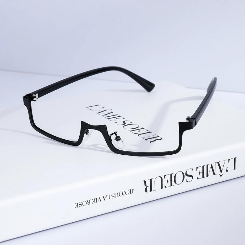 

Оправа для очков Y2K в стиле японского аниме, маленькая квадратная, для косплея, красная полуободковая оправа, без линз, металлическая прямоугольная оправа