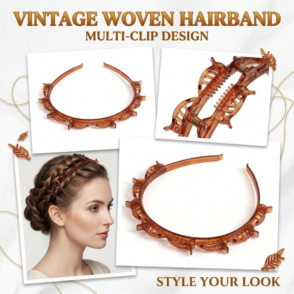 Vintage Style Braided Headband Multi Layer Hollow Weave Design Lightweight Durable Hair Accessory for Everyday Use and Special Occasions