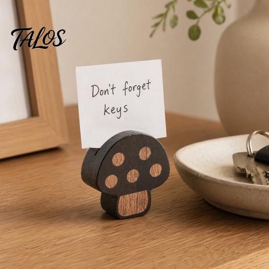 No Scratch Photo Holder Wooden Mushroom Place Card Holder, Mini Hedgehog Table Number Solid Wood Clip Farmhouse Note Picture for Home Office Shape