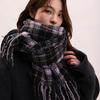 Taro Purple High-end Scarf Women's Winter Woven Wool Versatile Plaid Shawl Soft Waxy Retro Warm Scarf