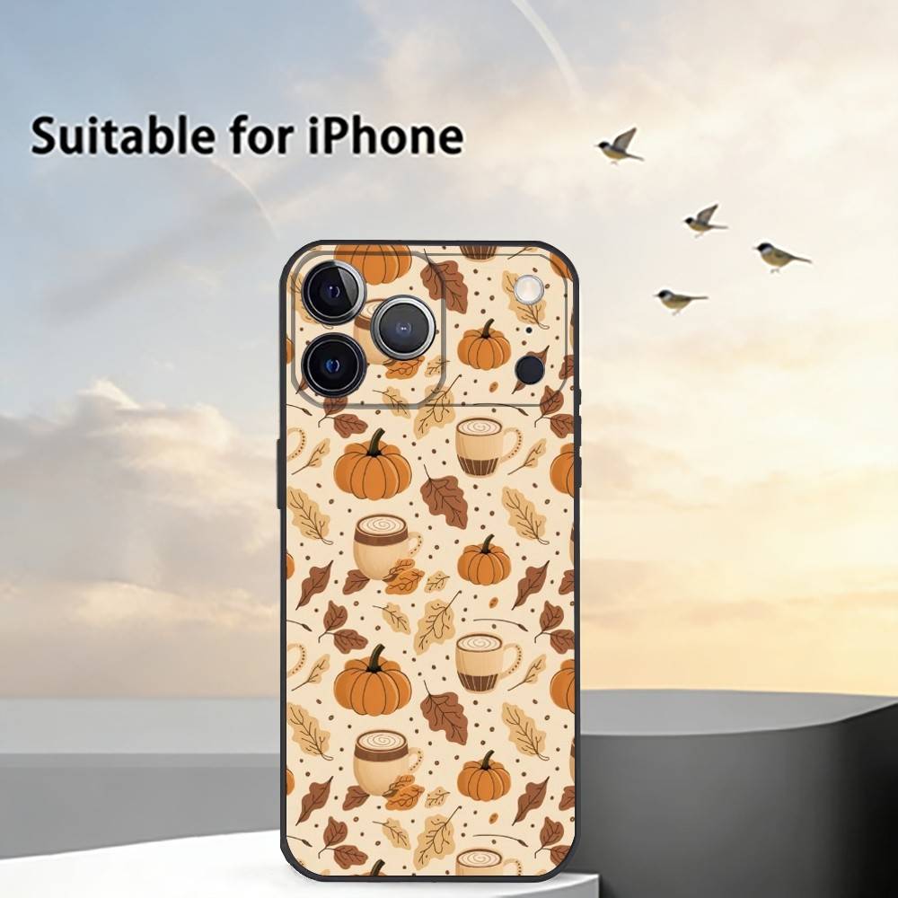 Autumn leaves P-pumpkin Phone Case For iPhone 17, 16,15,14,13,12,11 Plus,Pro Max, Others Soft Black Cover