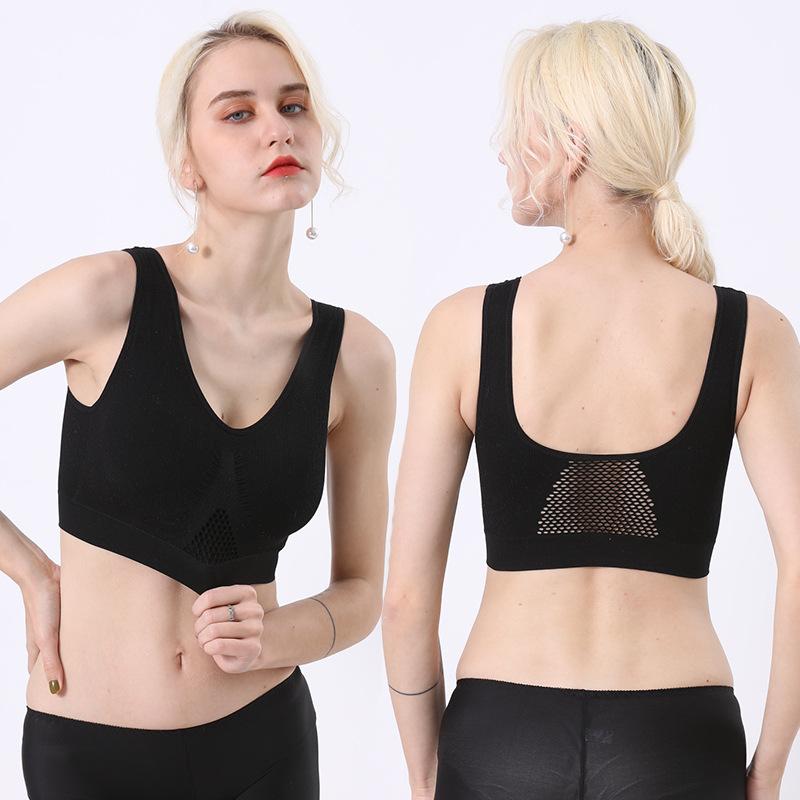 No steel ring vertical mesh large size underwear women's sports yoga fitness sleep bra vest type gathering underwear women