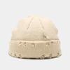 New Winter Harajuku Beanies Knitted Hat Women Fashion Warm Thick Men Hip Hop Pin Hole Skullcap Short Hat Unisex Basic Cap