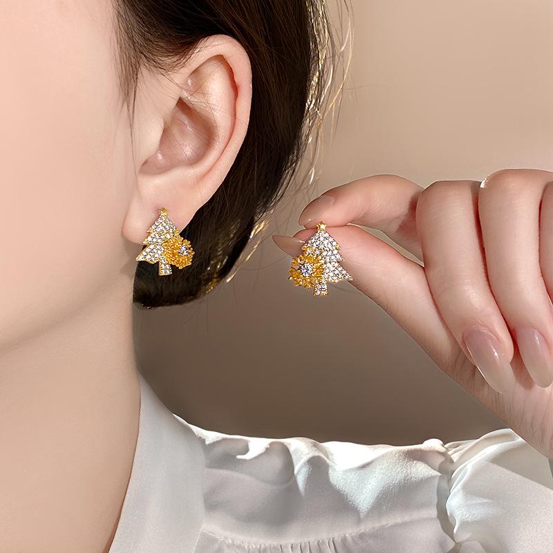 2025 Rotatable Snowflake Christmas Tree Stud Earrings - Women's Luxury Unique Jewelry