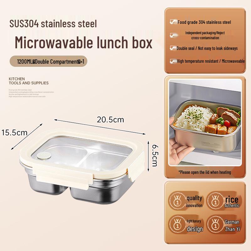 304 Stainless Steel Food Grade Fresh-Keeping Lunch Box with Lid for Refrigerator Storage and Meal Prep.