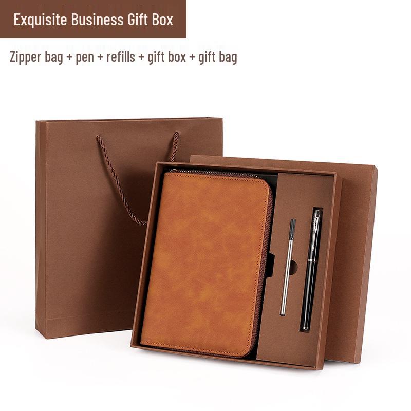 Custom Business Notebook with Zipper Bag - Multifunctional A6/B5 Notepad & Manager Folder