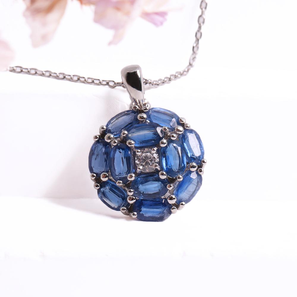 Light Luxury Real Gemstone Natural Blue Kyanite Pendant Necklace 925 Silver Fine Jewelry Elegant and Noble Gift for Women