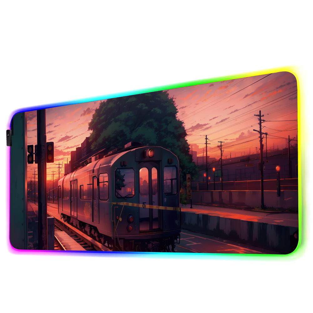 Train Mouse Pad RGB Gaming Mousepad Big LED Pad PC Desk Mat Luminous Mouse Pad Large Keyboard Mats Table Rug With Backlit
