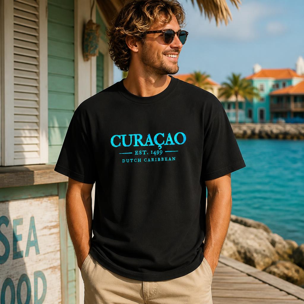 Colourful Curacao Retro Throwback Souvenir T Shirt 100 Cotton Funny Tshirt For Unisex Tees Short Sleeve Clothing