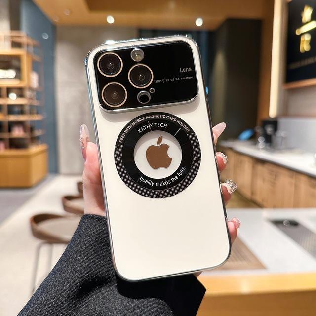 Magnetic Wireless Charging Phone Case For Iphone 14 13 Pro Max 14 Pro 13 Shockproof Lens Protector Plating Matte Glass Cover