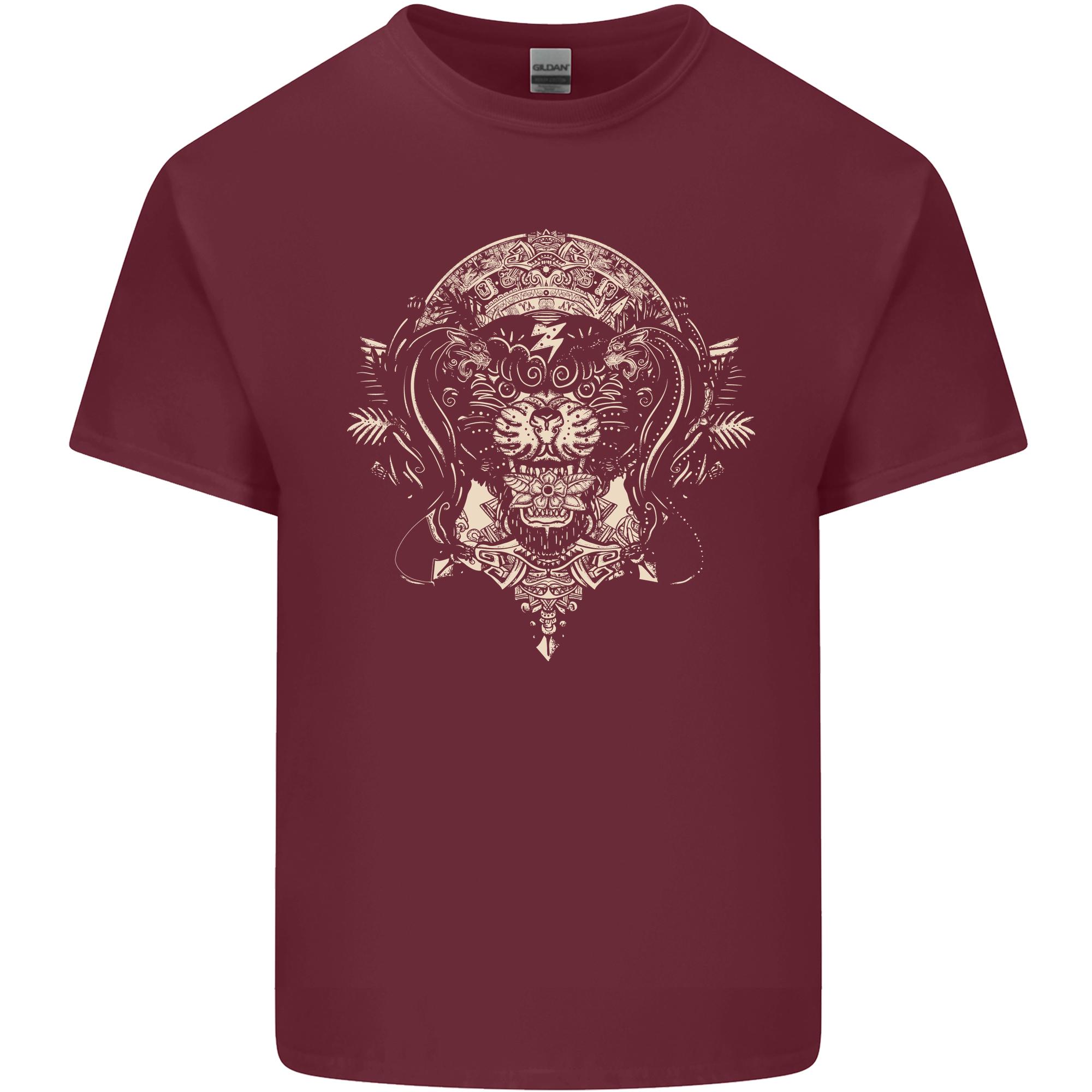 Ancient Mayan Aztec Tiger Art Tattoo Tribal Unisexs Light Cotton TShirt S