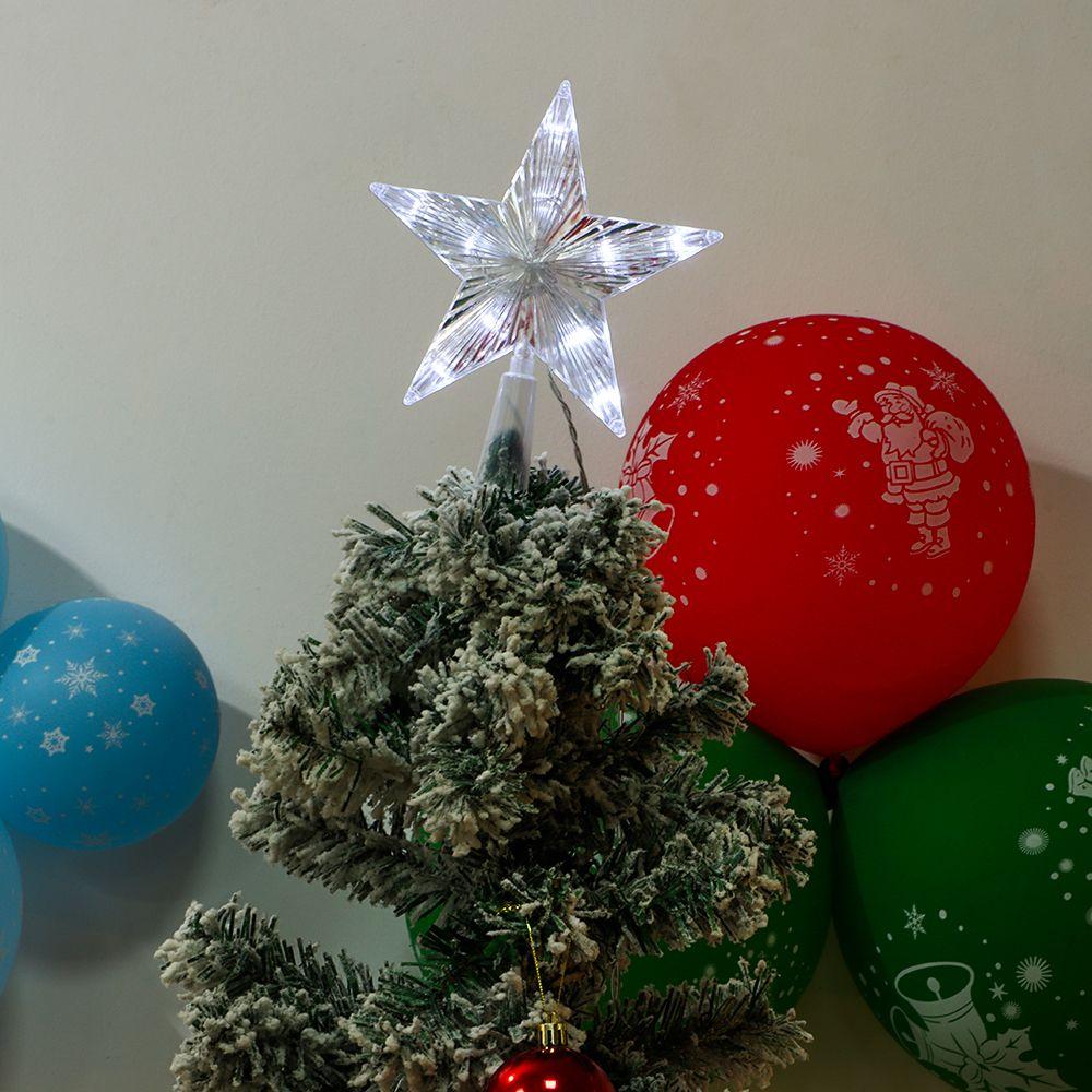 Xmas Decoration Christmas Tree Top Ornaments Five-pointed Star Lamp Night Light LED Glowing Star