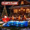 11.8FT/3.6M Inflatable Santa Claus Sleigh with 3 Reindeer Christmas Outdoor Yard Decoration