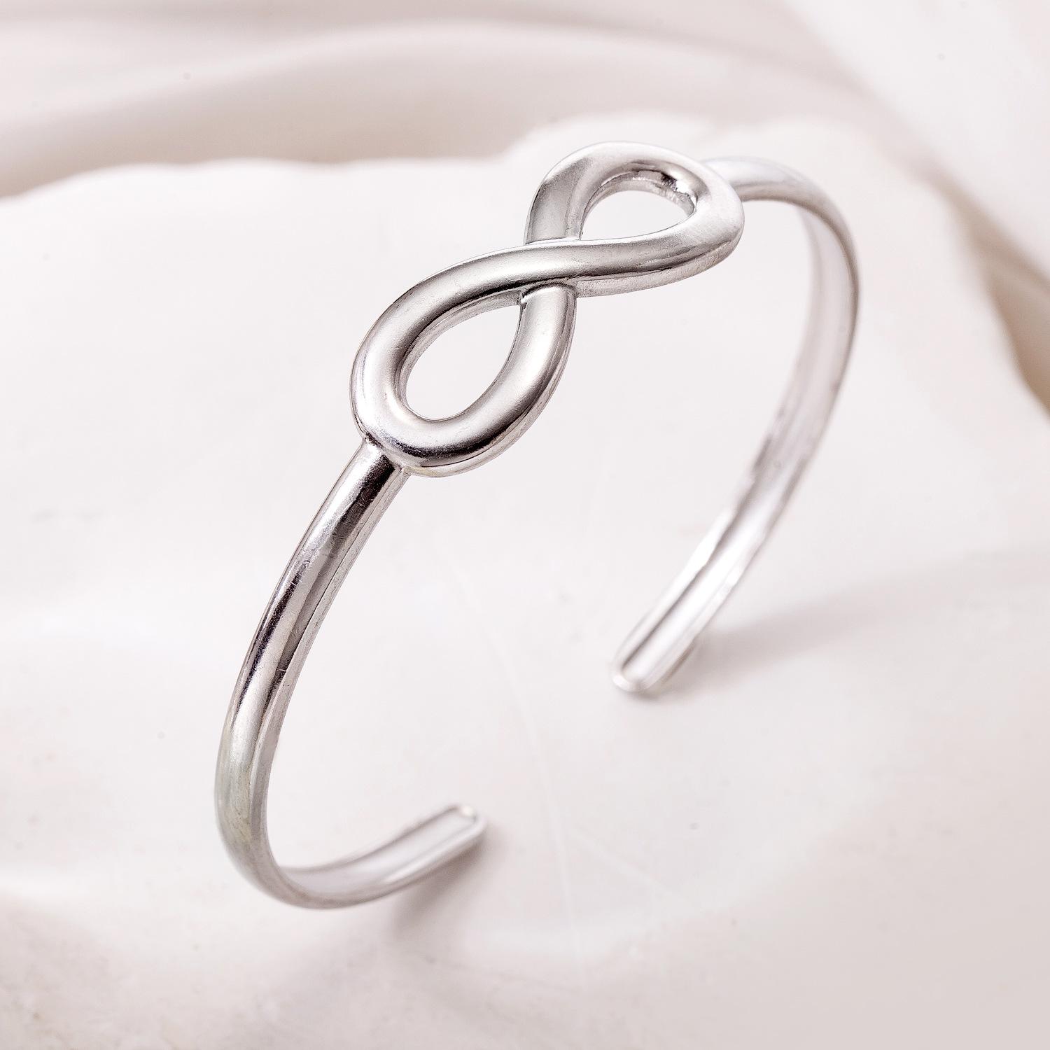 

TOHM Minimalist Stainless Steel Infinity Symbol Open Bangle