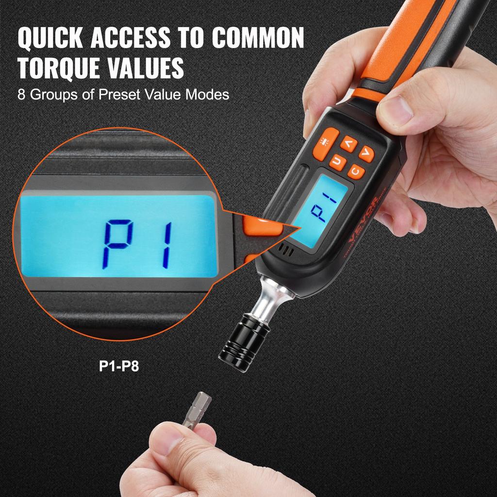 VEVOR Digital Torque Screwdriver, 0.64 cm Drive Screwdriver Torque Wrench, Electrician Torque Screwdriver with LCD, 0.30-7.98 N·m Torque Range