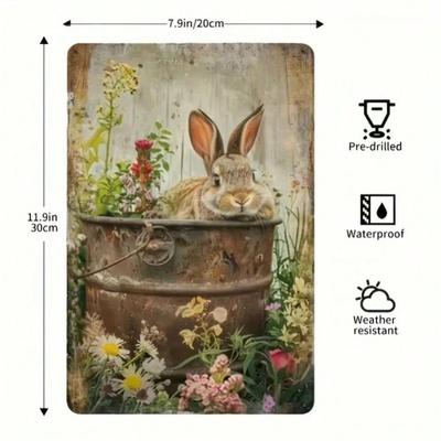 Handmade Metal Tin Plate Wall Art, Vintage Home Decor, 20x30cm