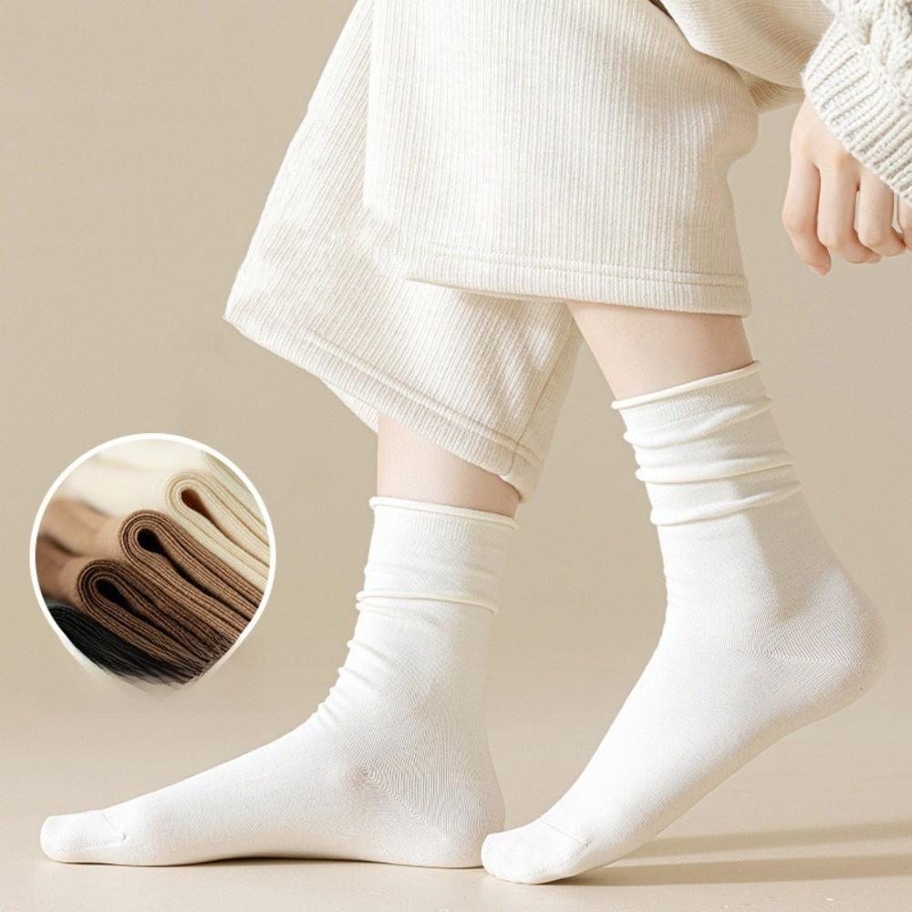 No Bone Mid Calf Socks Seamless Seamless Socks Versatile Roll Top Slouch Socks  Daily Use