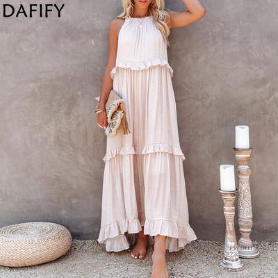 Damenmode Sommer Frühling Einfarbig Druck Ärmellos Hängender Hals Lose Taille Freizeitkleider