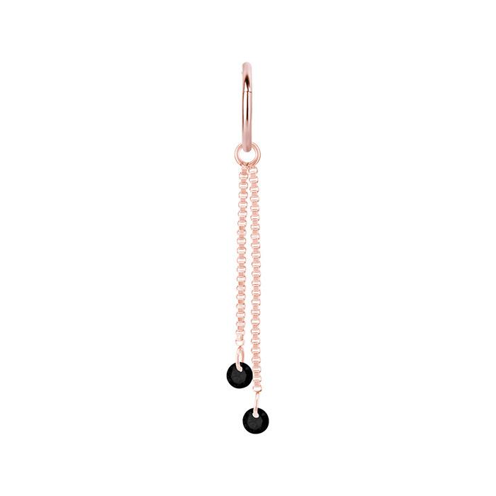 Charm Chain With Black Zircons - Rose Gold - D-071 25 Mm