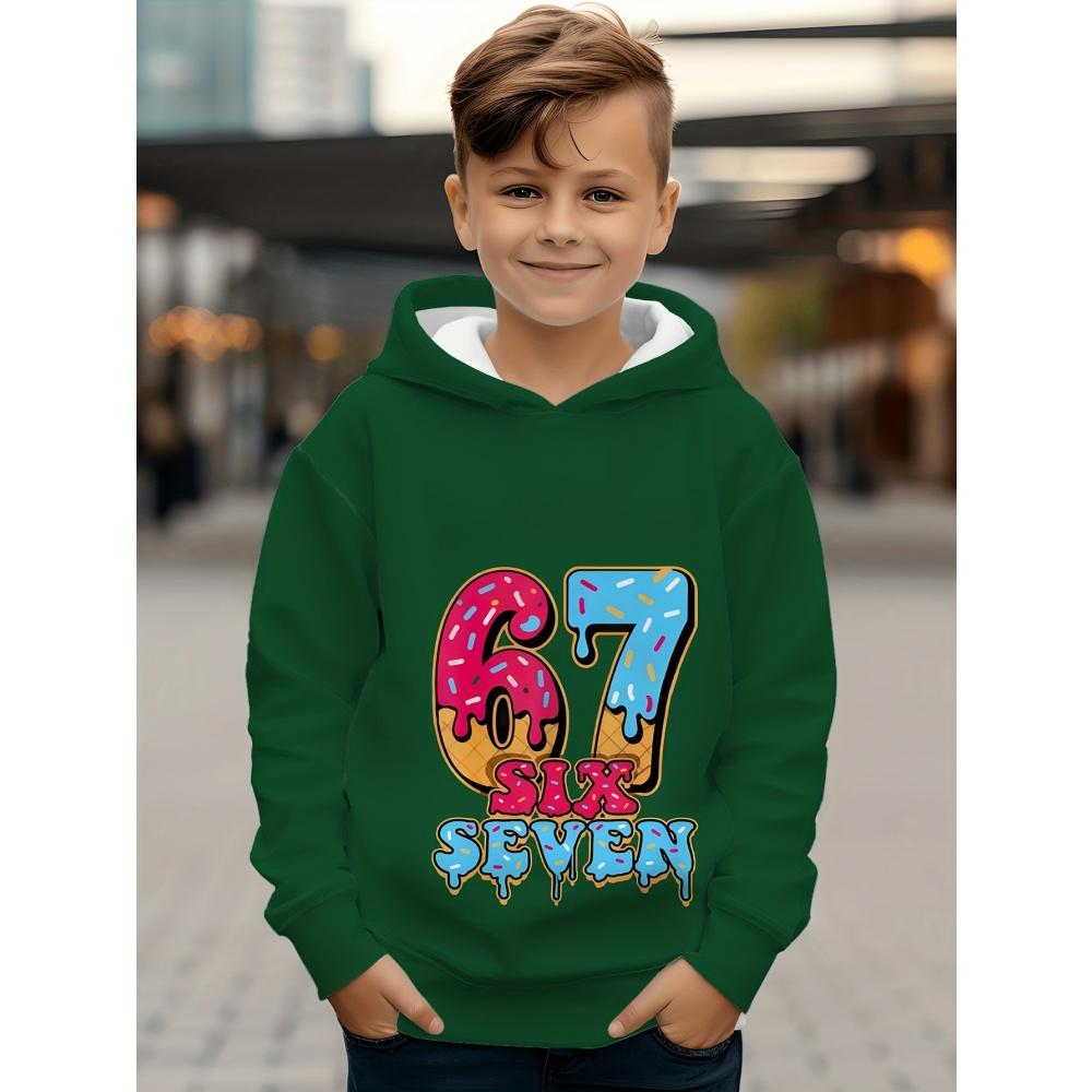 Spring Autumn Men's Clothing Funny Number 67 Creative Print Hooded Sweatshirt Casual Sports Long Sleeve Plus Size Women Hoodie Tops