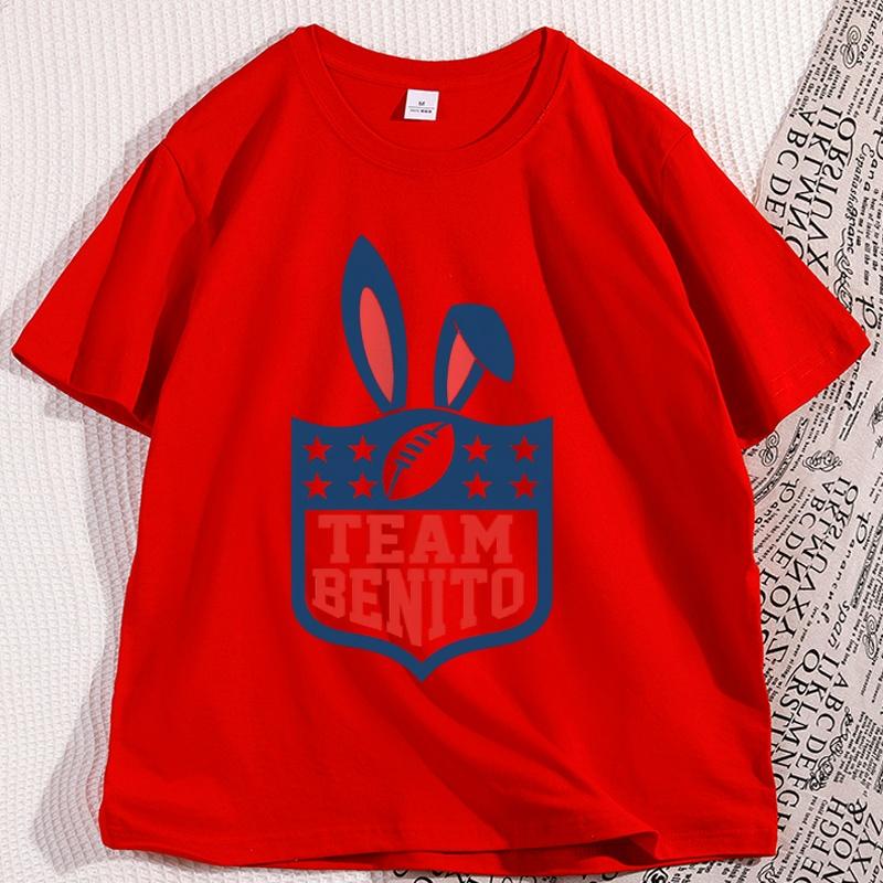 

Футболка Team Benito 2026 Суперфутбольная футболка Плохой игровой день Заяц Футболка Повседневная с коротким рукавом Круглый вырез Футболки Уличная одежда S