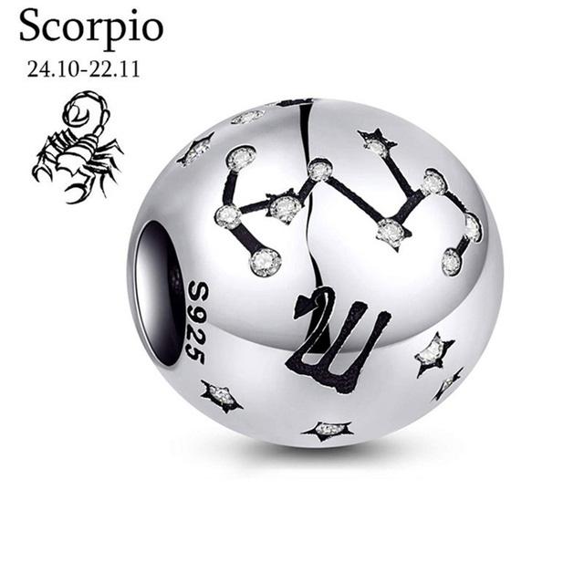 Brand New Copper Metal 12 Constellation Zodiac Round Bead Components Compatible With Authentic Original Pendant Bead Component Bracelet High Quality